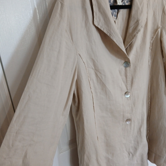 St. Tropez West 100% Linen jacket XL 3/4 Length Sleeve Coastal Casual Career - Picture 3 of 7